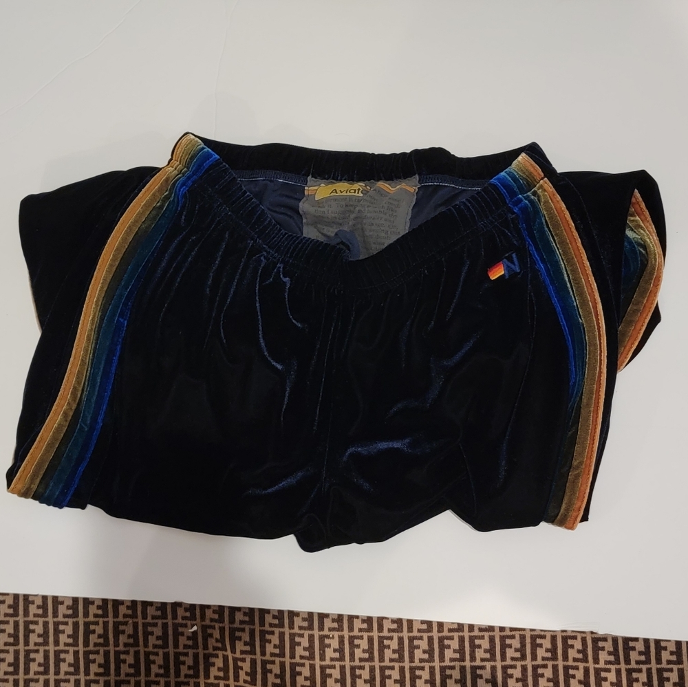 Aviator Nation Size Xl velour velvet sweatpants extra large RARE blue green Pant - Picture 6 of 12